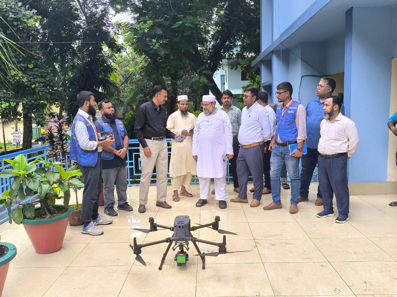 Survey equipment setup at Chapai Nawabganj project site